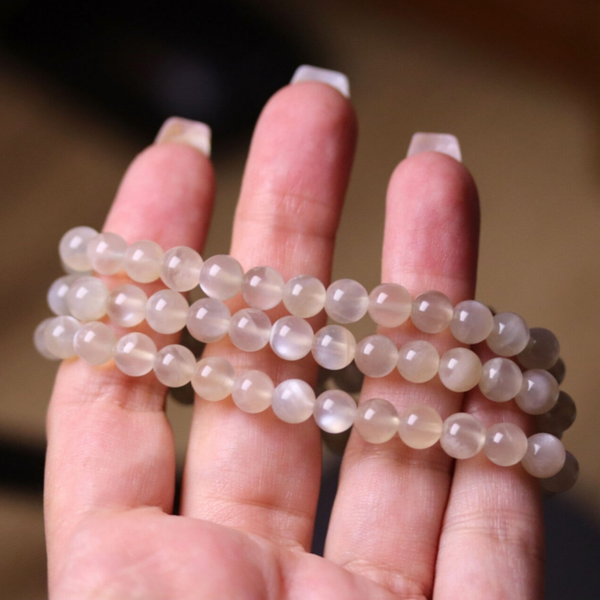 Maansteen zilver / lichtgrijs armband 6 mm