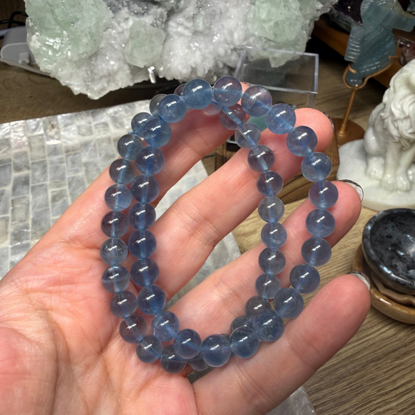 Blauwe fluoriet armband 7 mm