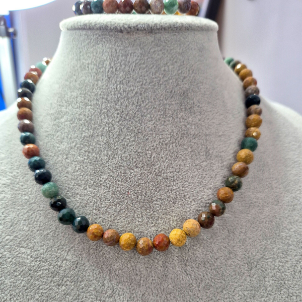 Tweedelige set ocean jasper facet geslepen