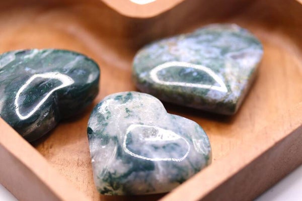 Mosagaat hartjes / moss agate hearts