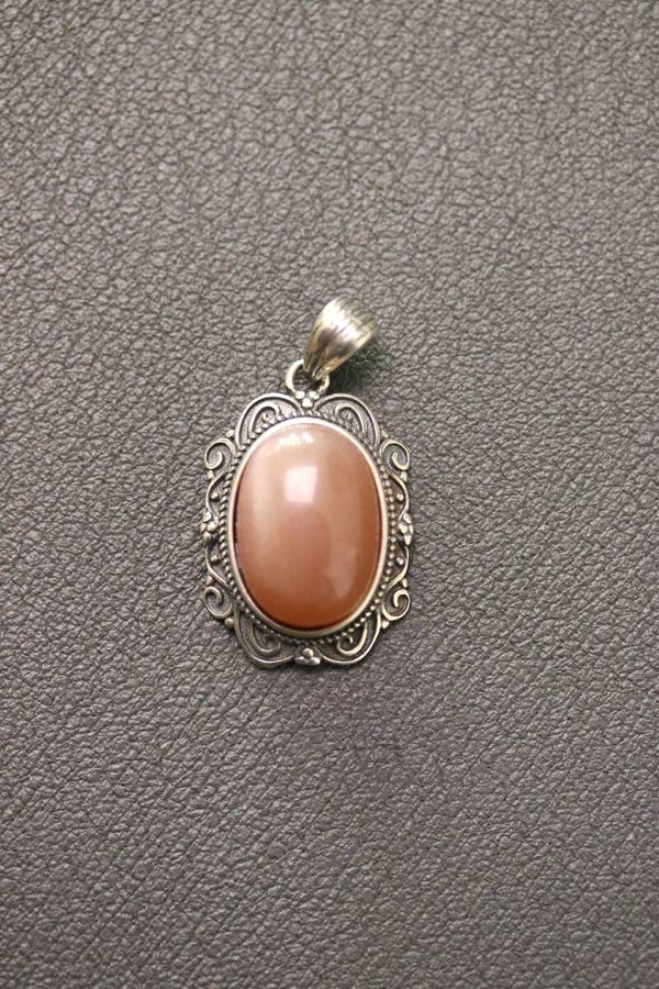 Maansteen perzik hanger Sterling zilver S925