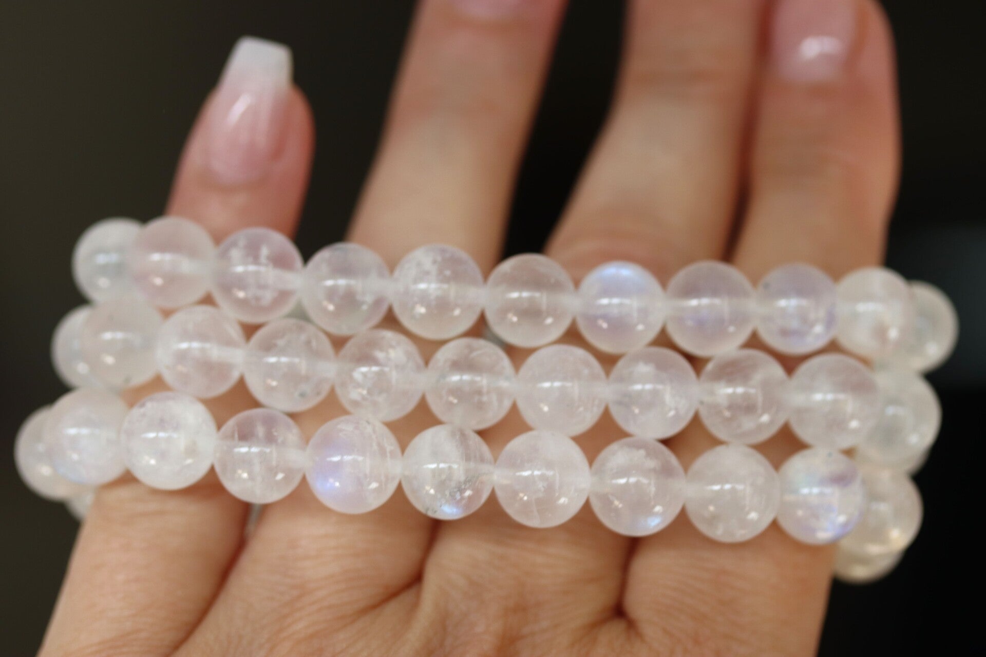 Maansteen blauw armband 9 mm