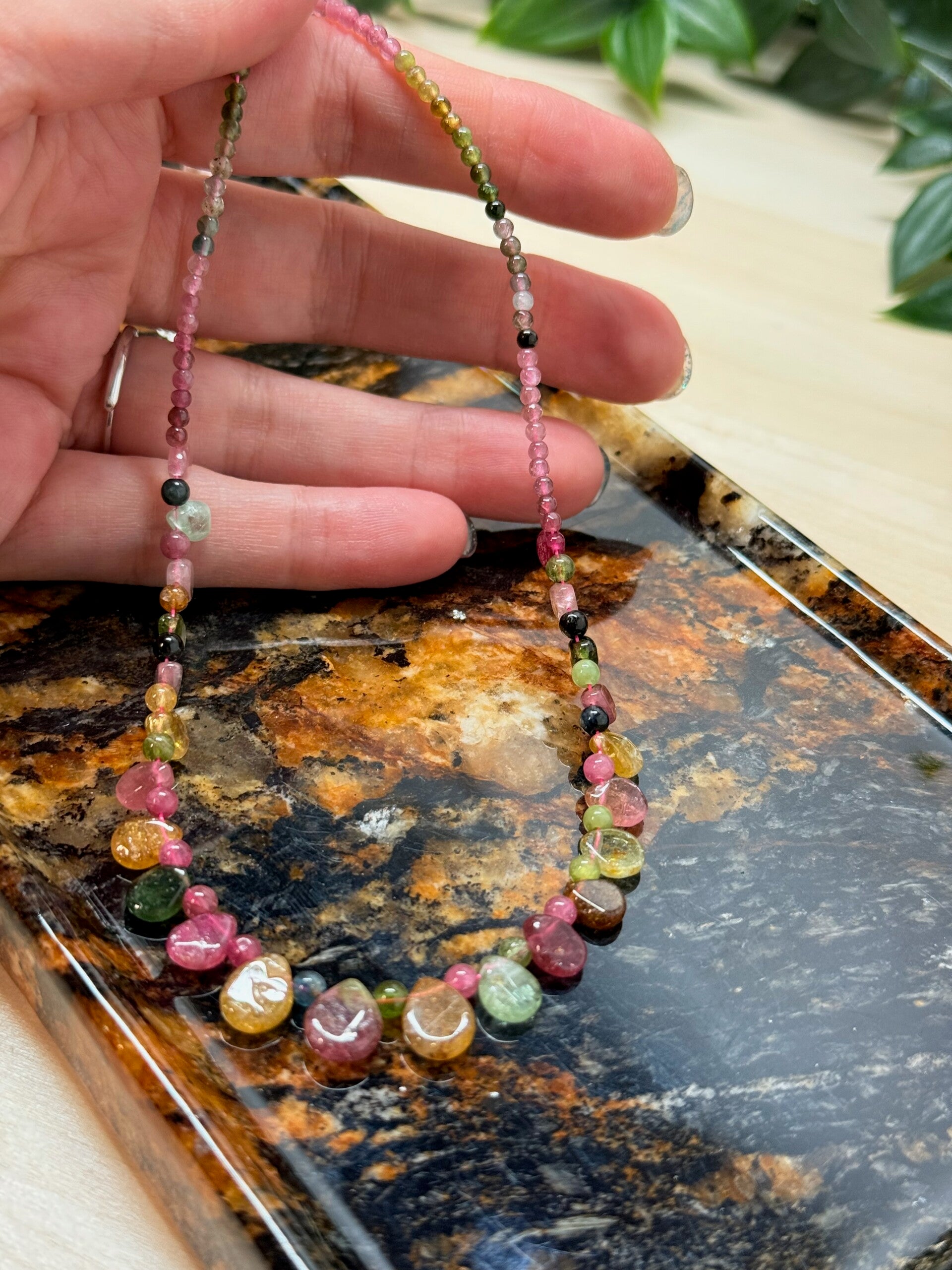 Toermalijn choker / ketting regenboog