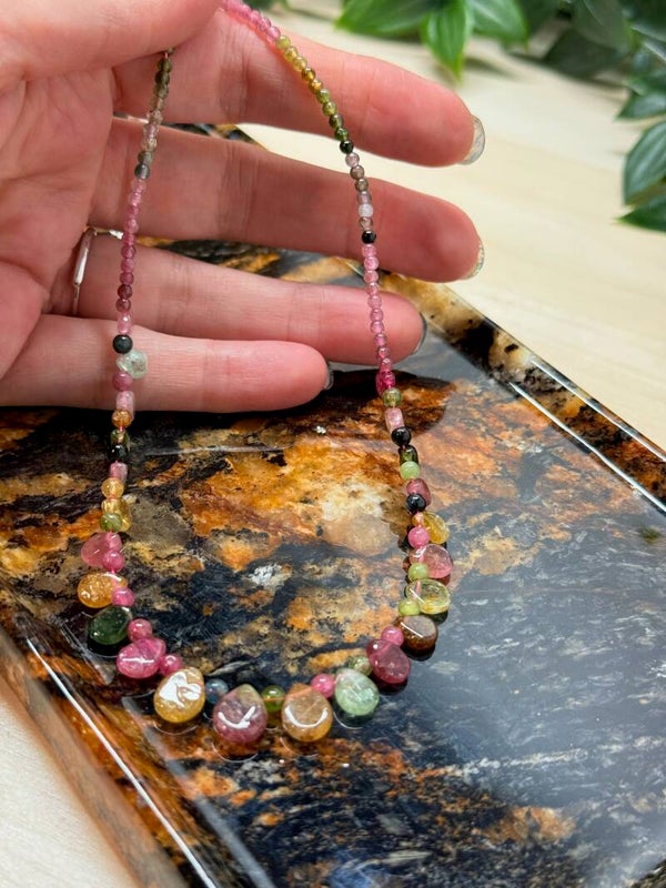 Toermalijn choker / ketting regenboog