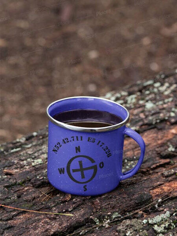 Geocach sticker met eigen coords boven