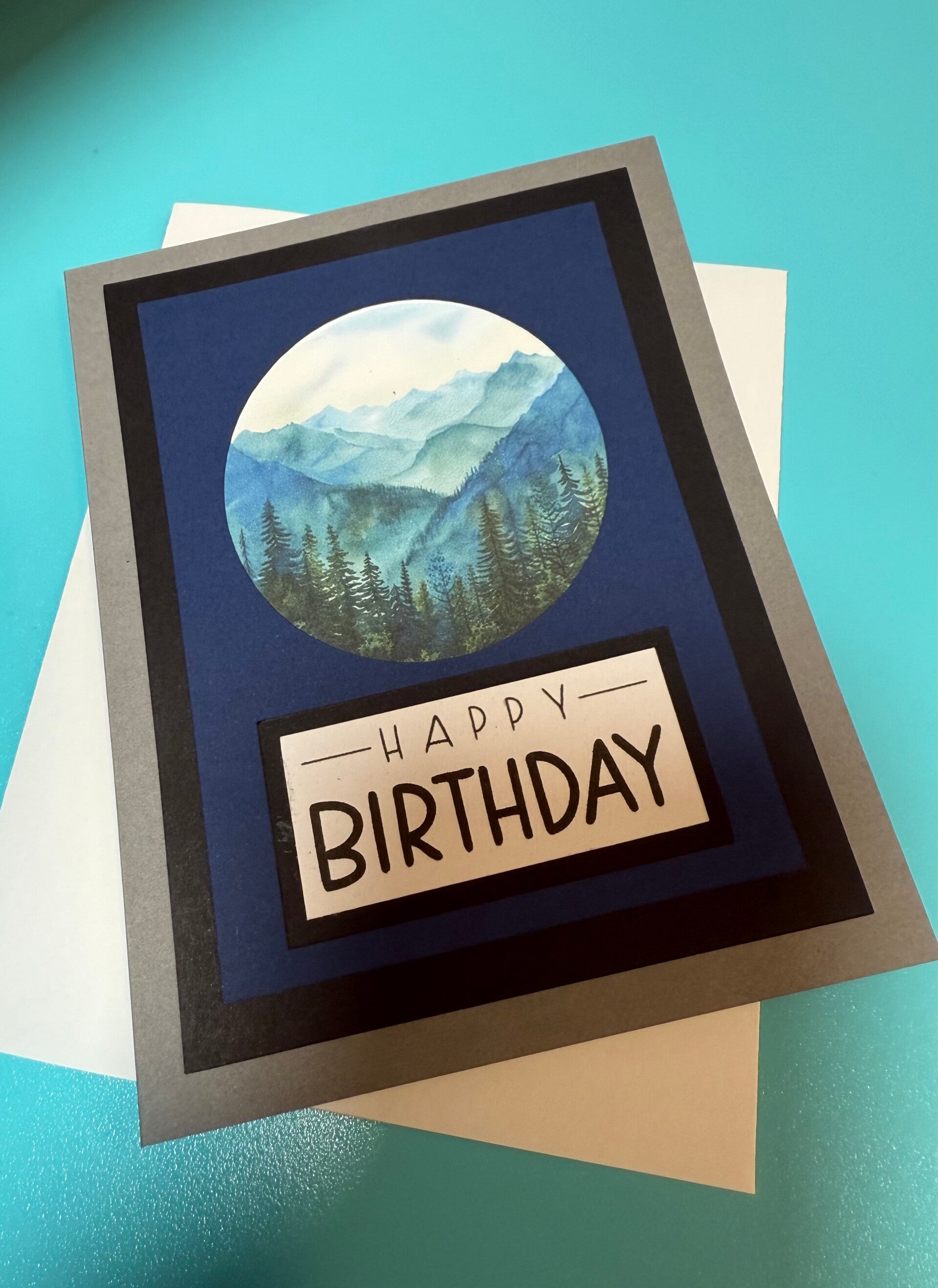 Birthday Card - Watercolor Mountain