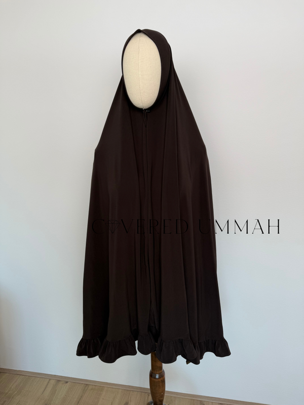 Premium Jersey Ruffle Khimaar 'Dark Brown'