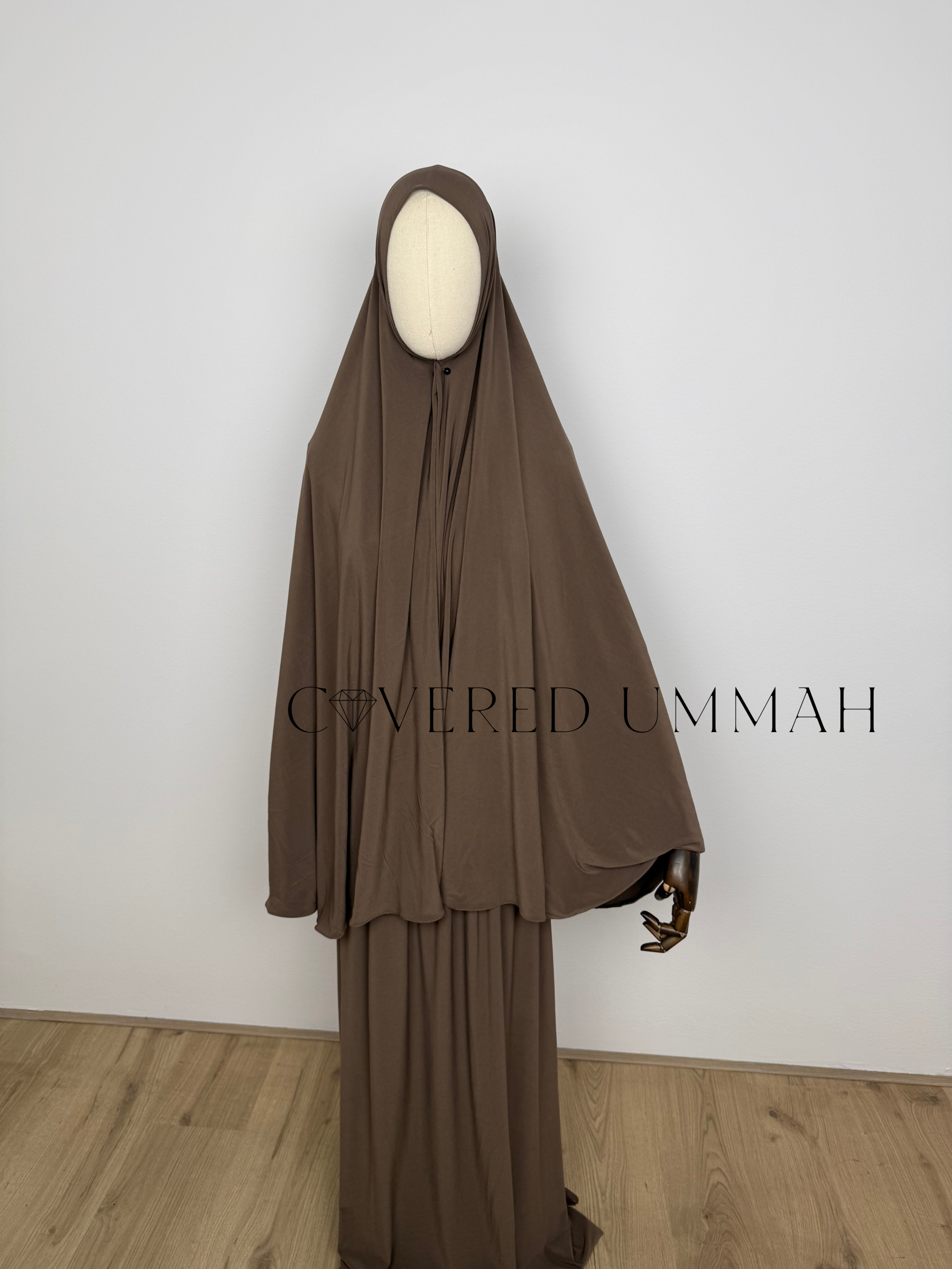 Premium Jersey Khimaar & Rok Set 'Brown'