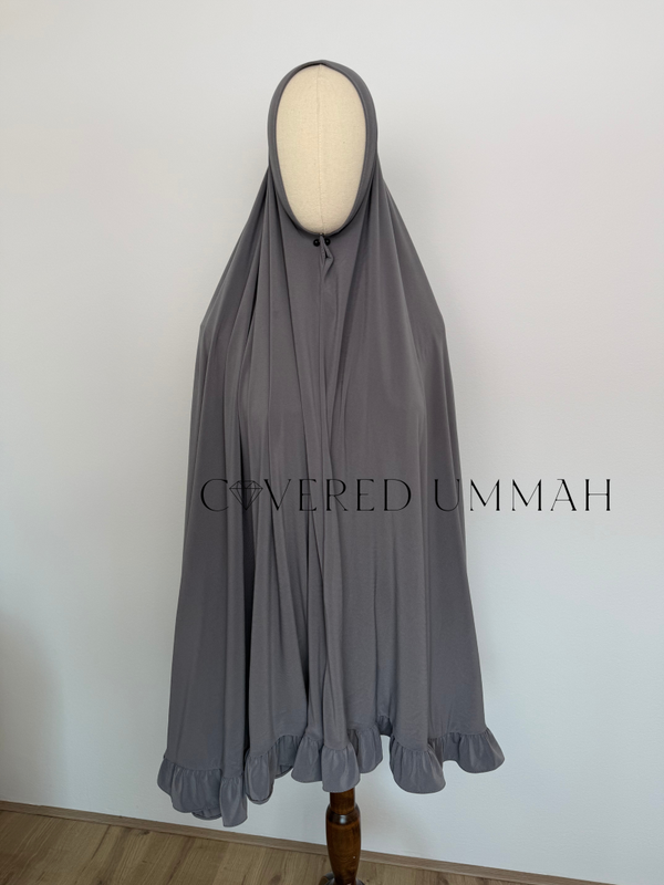 Premium Jersey Ruffle Khimaar 'Grey'