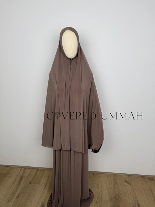Premium Jersey Khimaar & Rok  Set ‘Ash Brown’
