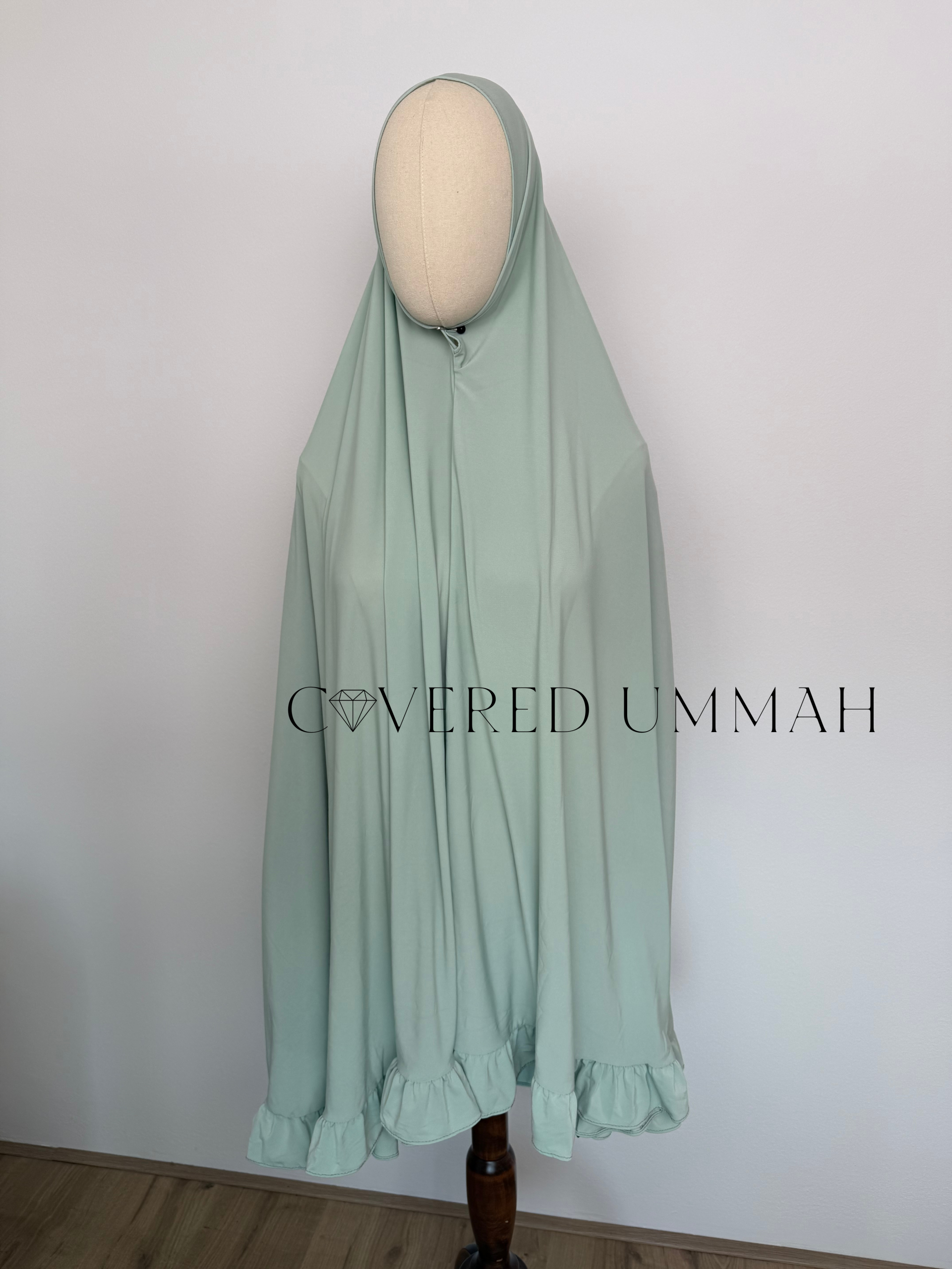 Premium Jersey Ruffle Khimaar 'Minty Green'