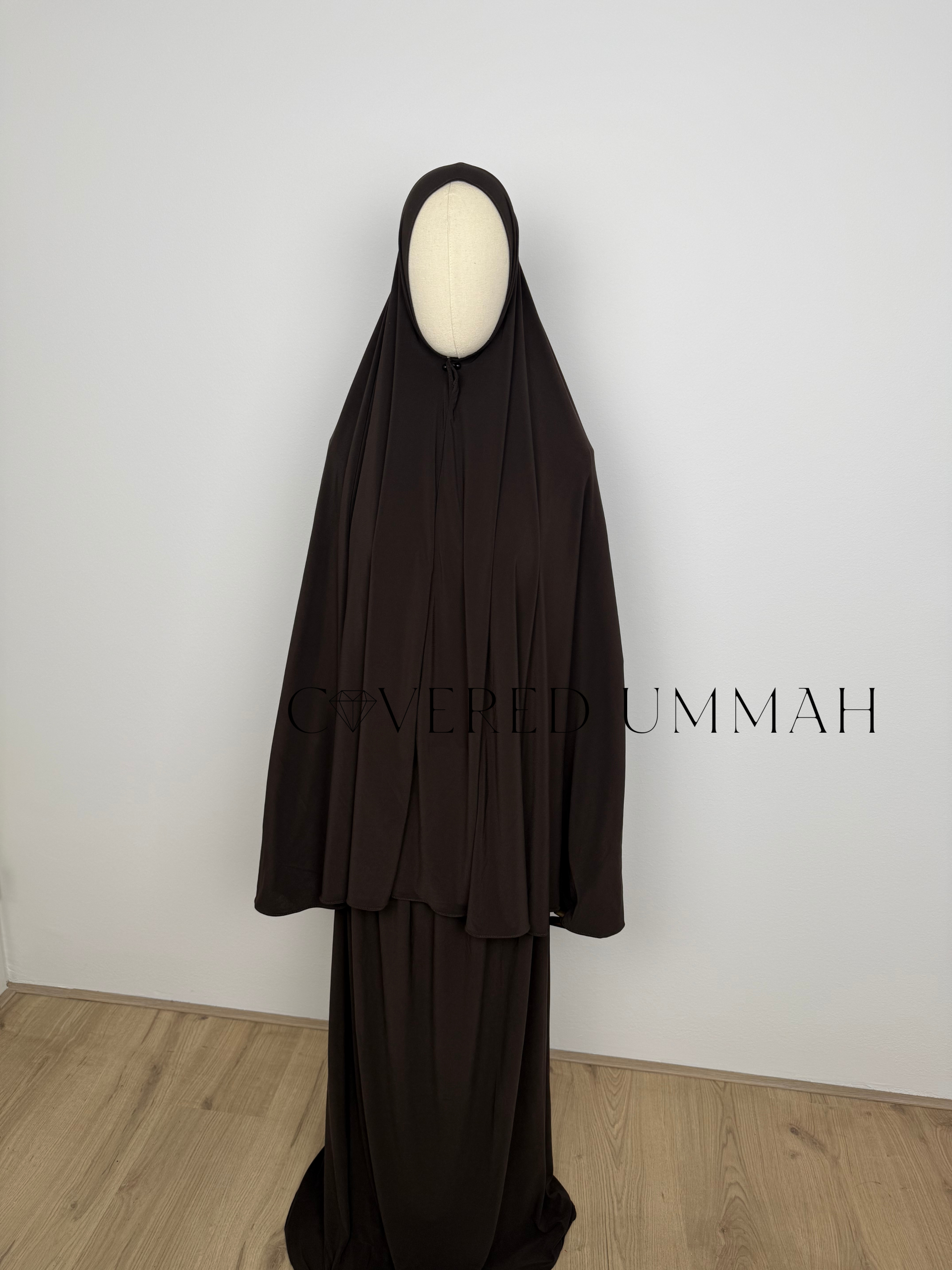Premium Jersey Khimaar & Rok Set ‘Dark Brown’