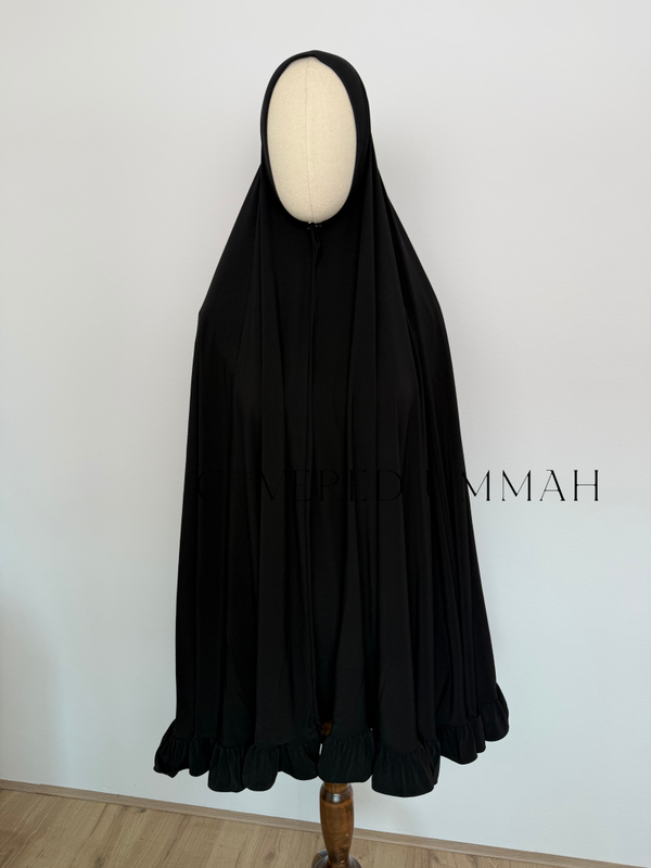 Premium Jersey Ruffle Khimaar 'Black'