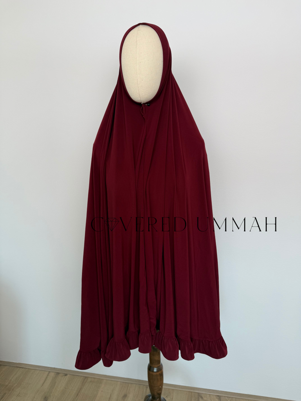 Premium Jersey Ruffle Khimaar 'Dark Bordeaux'
