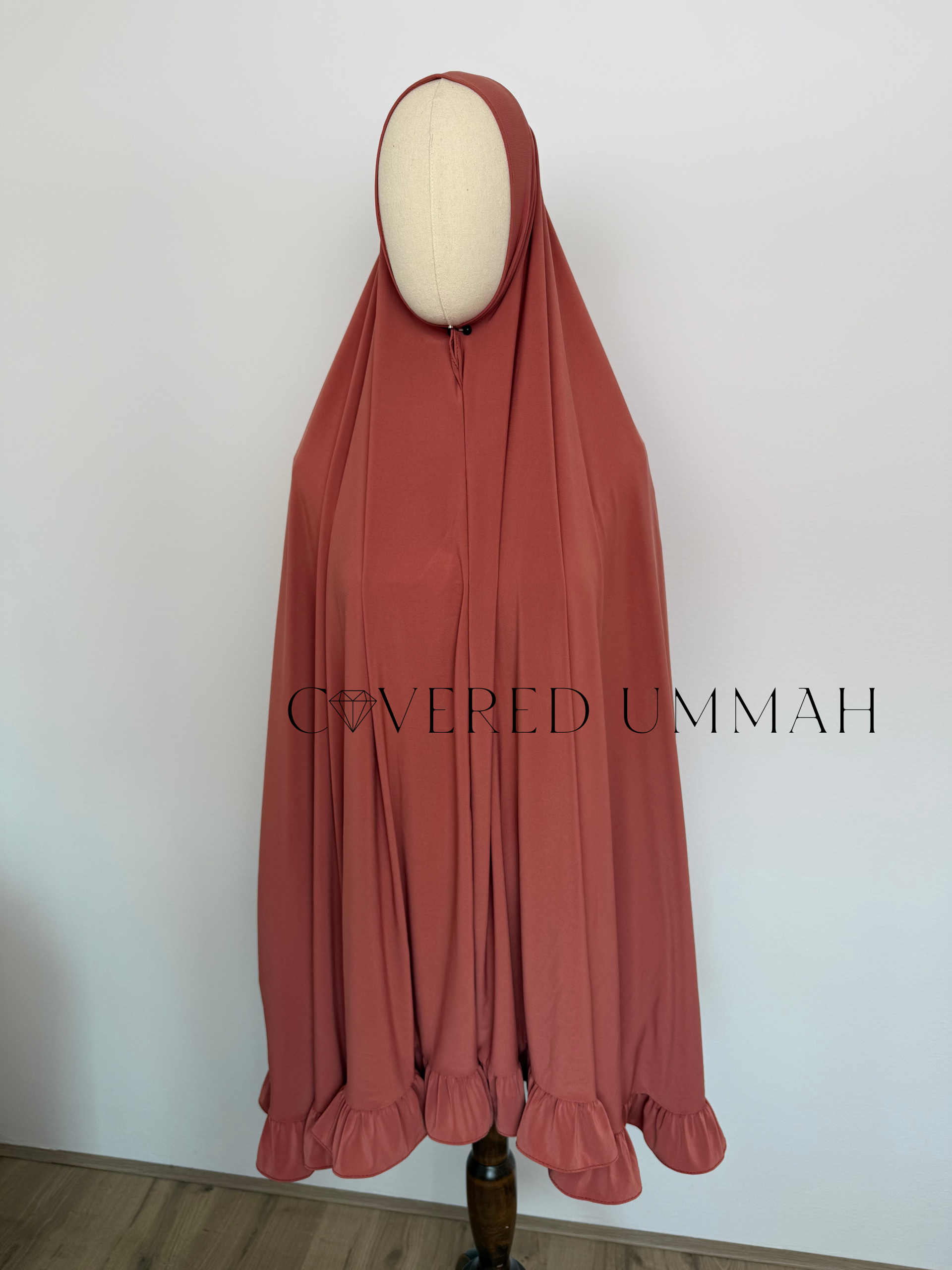 Premium Jersey Ruffle Khimaar 'Peach'
