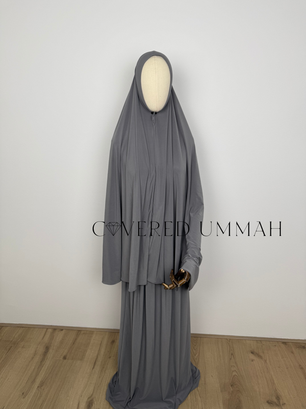Premium Jersey Khimaar & Rok Set 'Grey'