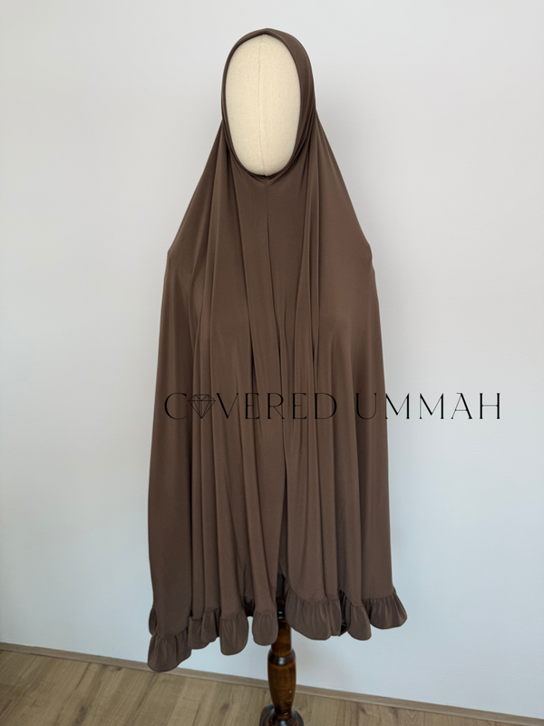 Premium Jersey Ruffle Khimaar 'Brown'