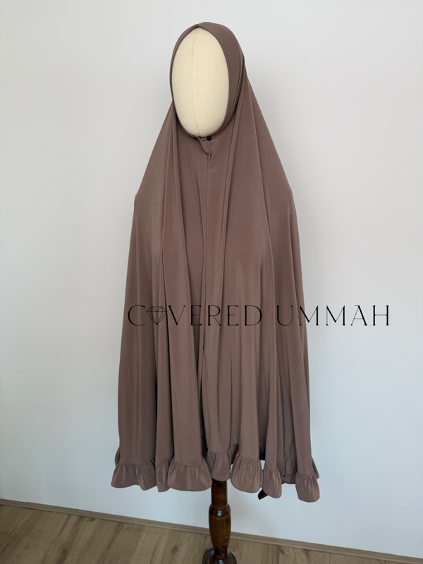 Premium Jersey Ruffle Khimaar 'Ash Brown'