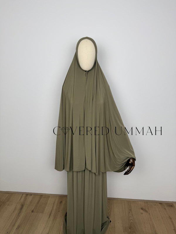 Premium Jersey Khimaar & Rok Set ‘Moss’