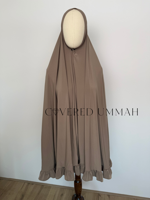Premium Jersey Ruffle Khimaar 'Dark Taupe'