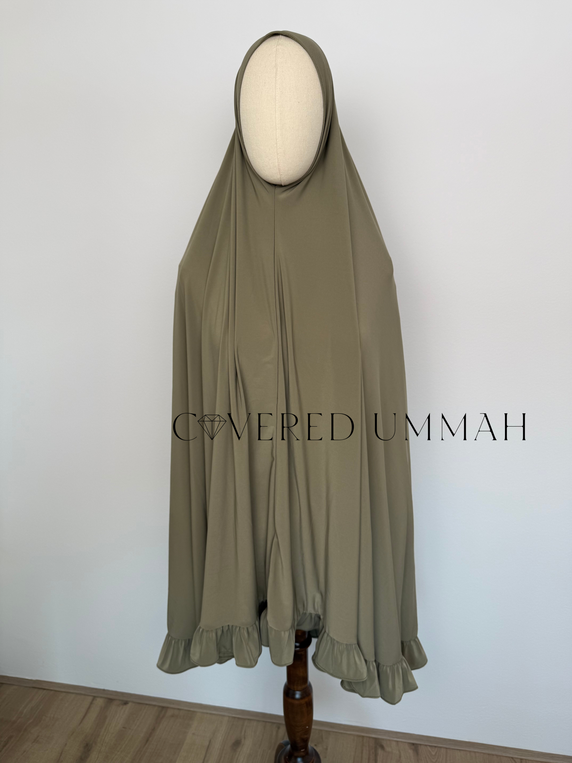 Premium Jersey Ruffle Khimaar 'Moss'