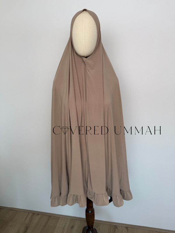Premium Jersey Ruffle Khimaar 'Light Camel'