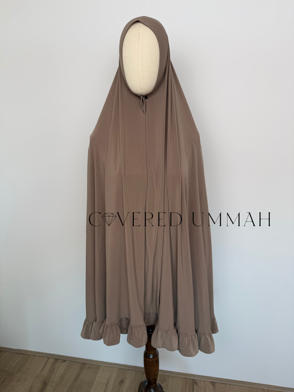 Premium Jersey Ruffle Khimaar 'Coffee'