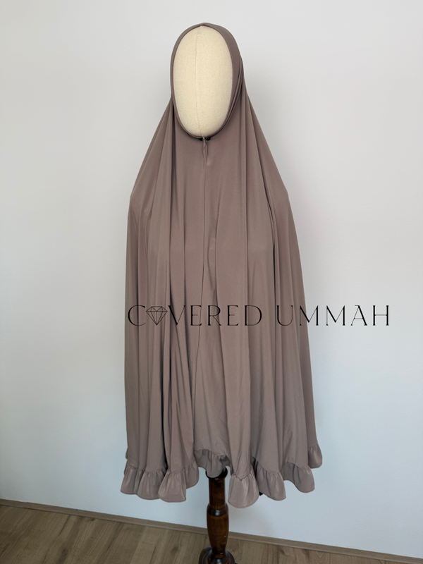 Premium Jersey Ruffle Khimaar 'Taupe'