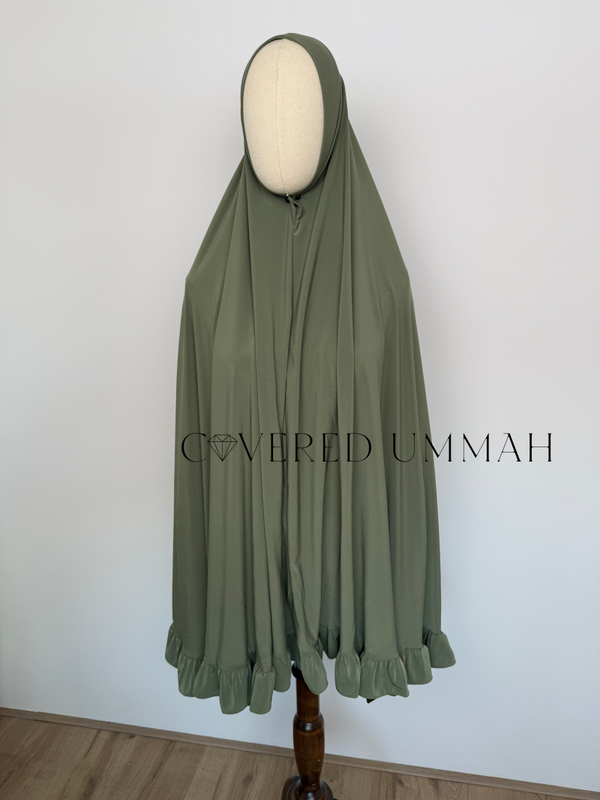Premium Jersey Ruffle Khimaar 'Olive'