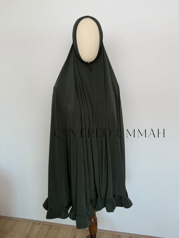 Premium Jersey Ruffle Khimaar 'Khaki'
