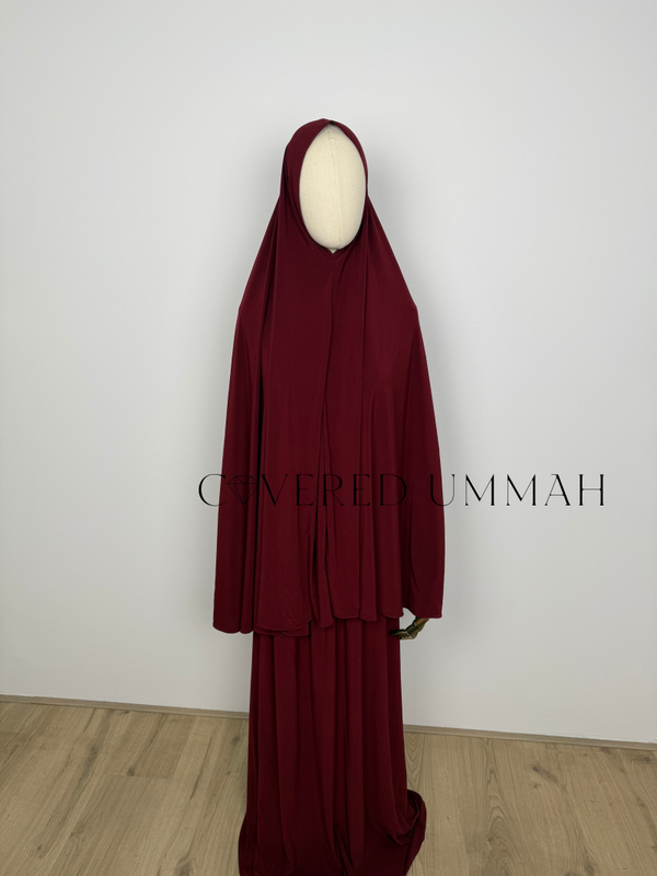 Premium Jersey Khimaar & Rok Set ‘Dark Bordeaux’