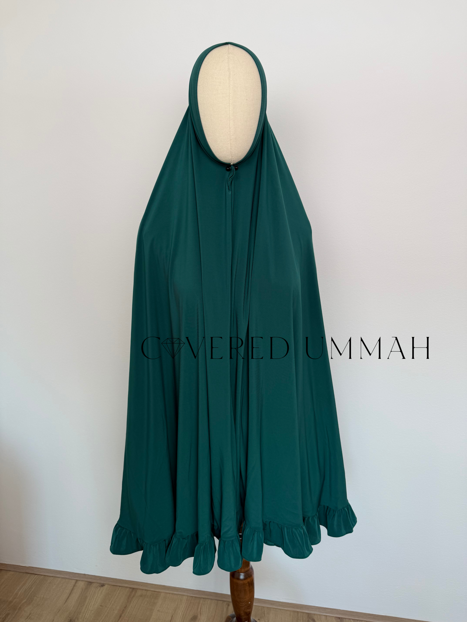 Premium Jersey Ruffle Khimaar 'Forest Green'