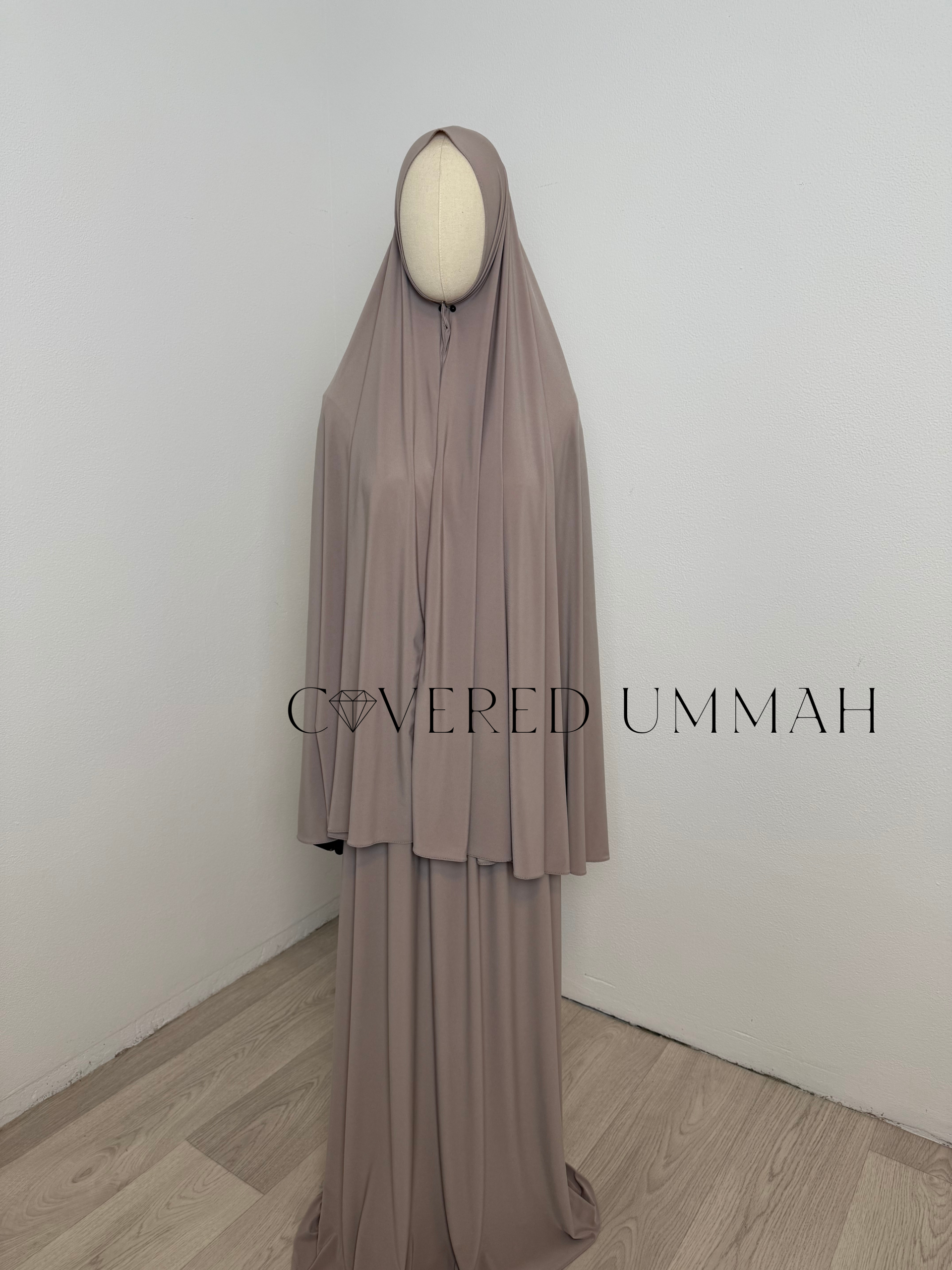 Premium Jersey Khimaar & Rok Set 'Light Taupe'