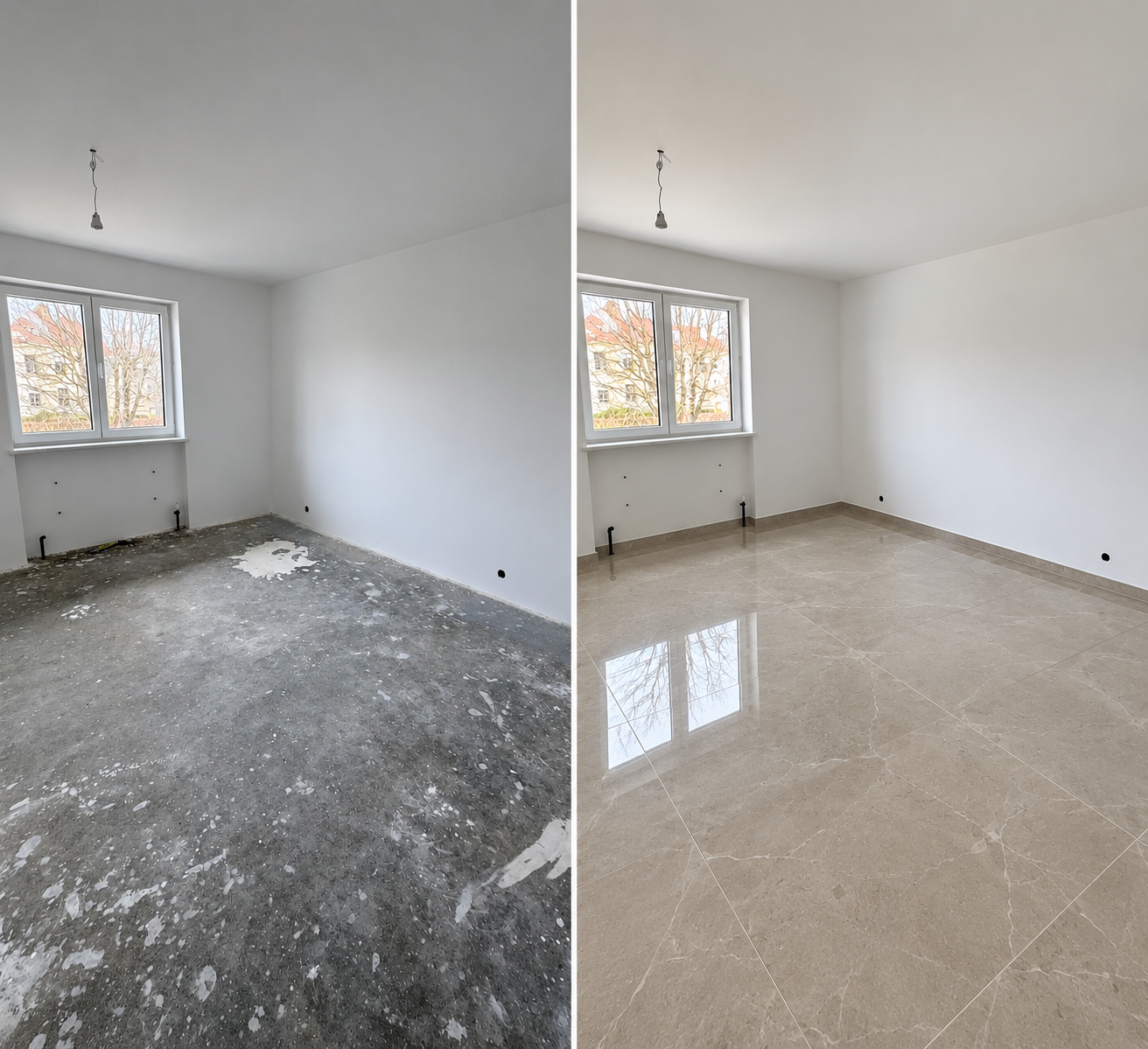 Renovation von Innenräumen mit hochwertigem Bodenbelag und Plattenarbeiten