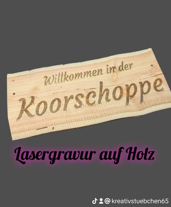 Holzbohle mit Gravur 50*25 cm