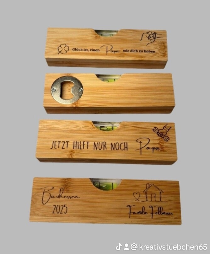 Flaschenöffner Holzwasserwaage Haussegen