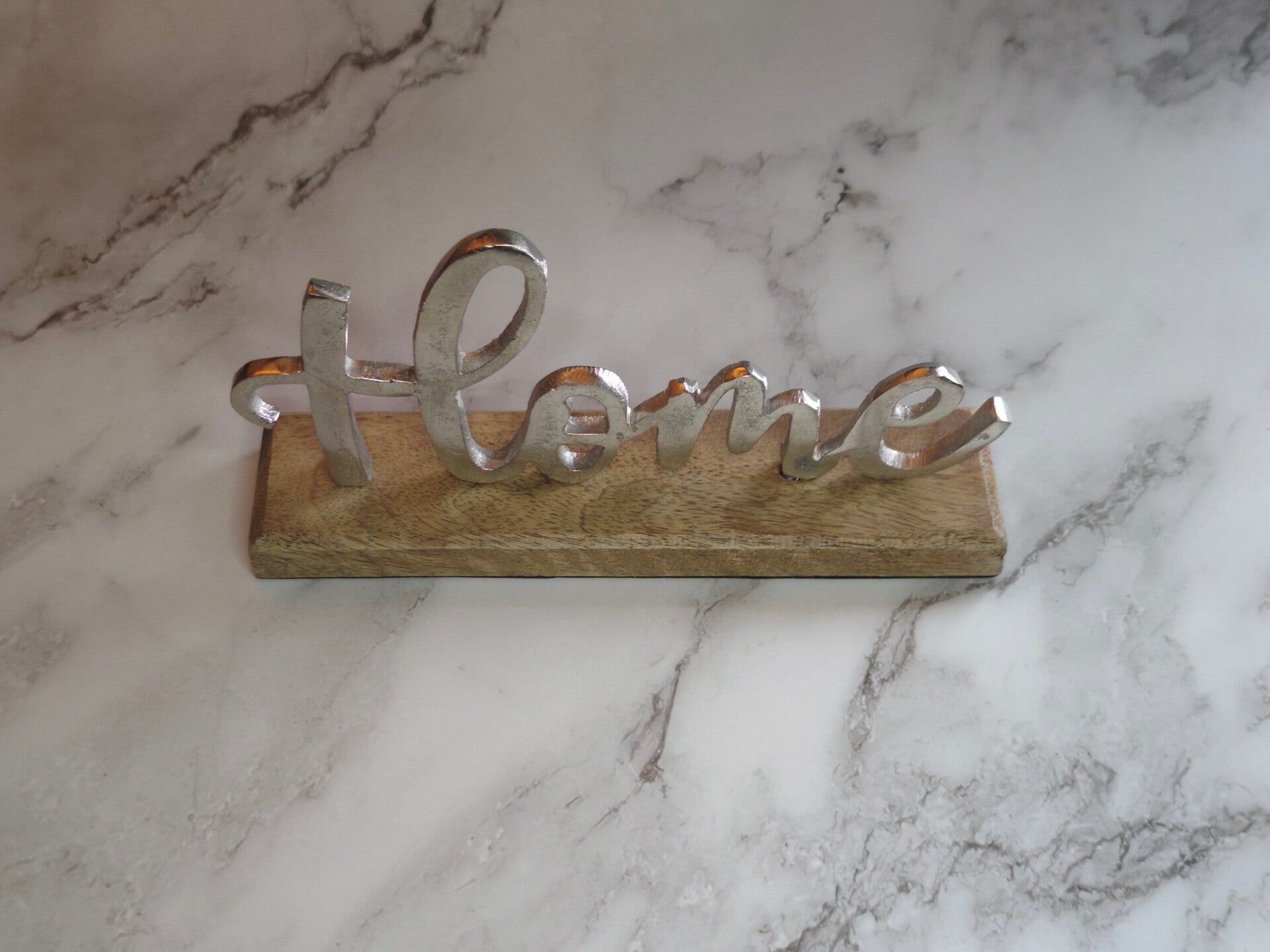 Home Aufsteller Holz Metallguss