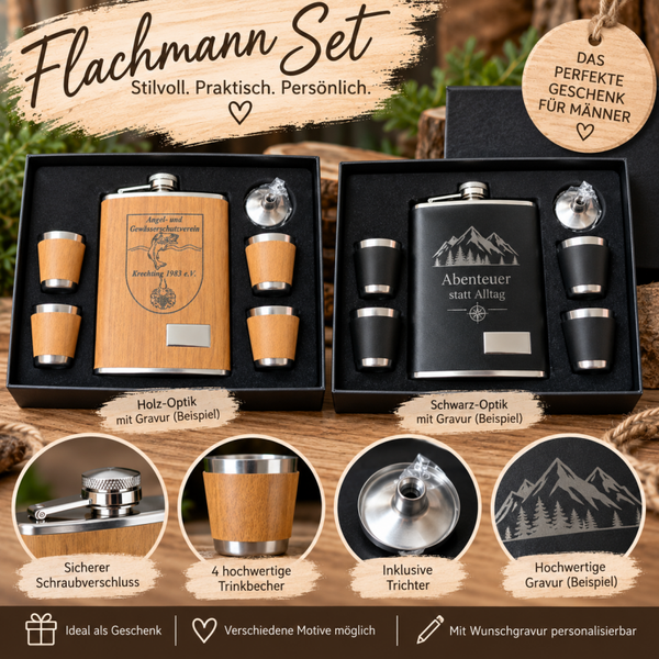 Flachmann Trinkflasche Set