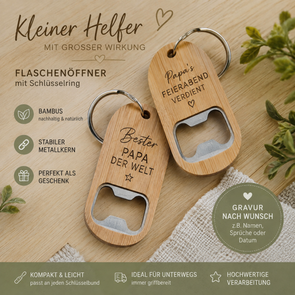 Flaschenöffner als Schlüsselanhänger Holz