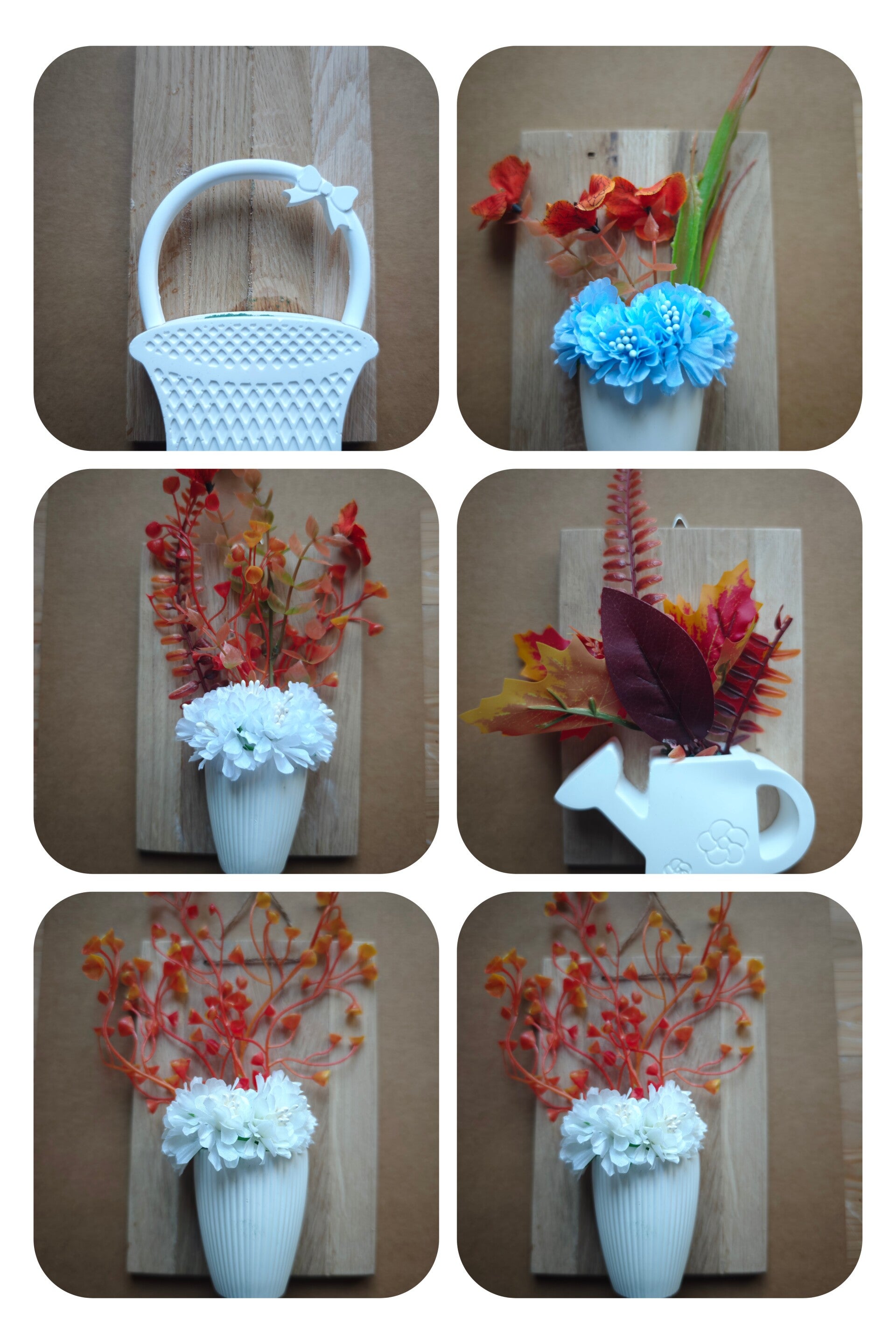 Wanddeko Blumen mit Vase und Holz zum Hängen