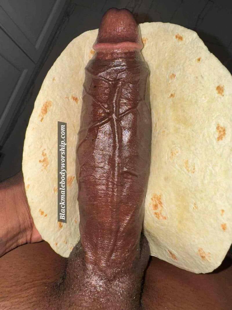 Big veiny oild penis of Damian Dayski sitting on top of a burrito. Illustrating new masturbation tips and tricks for men.