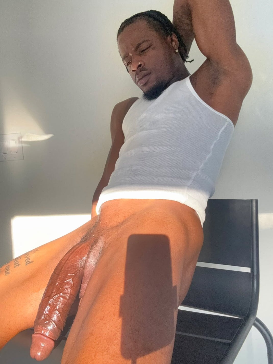 “2025 sexual confidence and male sexual exploration expressed through Damian Dayski’s nude artistic pose after experimenting with bold masturbation techniques.”