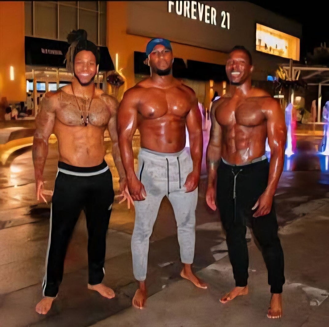 Group of men in different age brackets outside with shirts off demonstrating any man can find kegel exercises useful for sexual stamina, stronger orgasms and control.