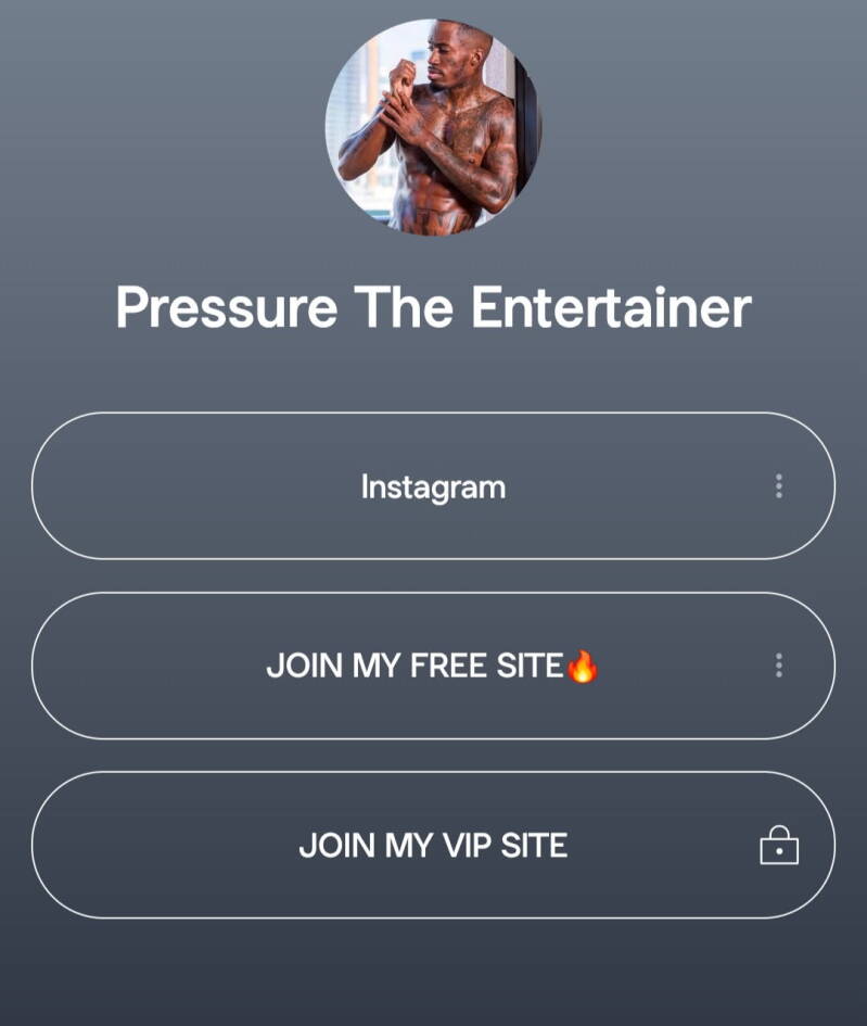 screenshot of Pleasure The Entertainers linktree with link attached to the image if you click this image it will take you to his social platforms.