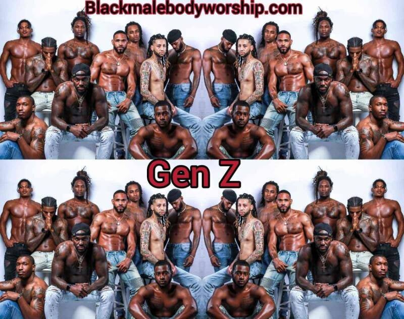 Groups of gen-z Black males confidently posing shirtless expressing sexual confidence and erotic liberation in their top picks for their pleasure spots and erogenous zones in 2025.