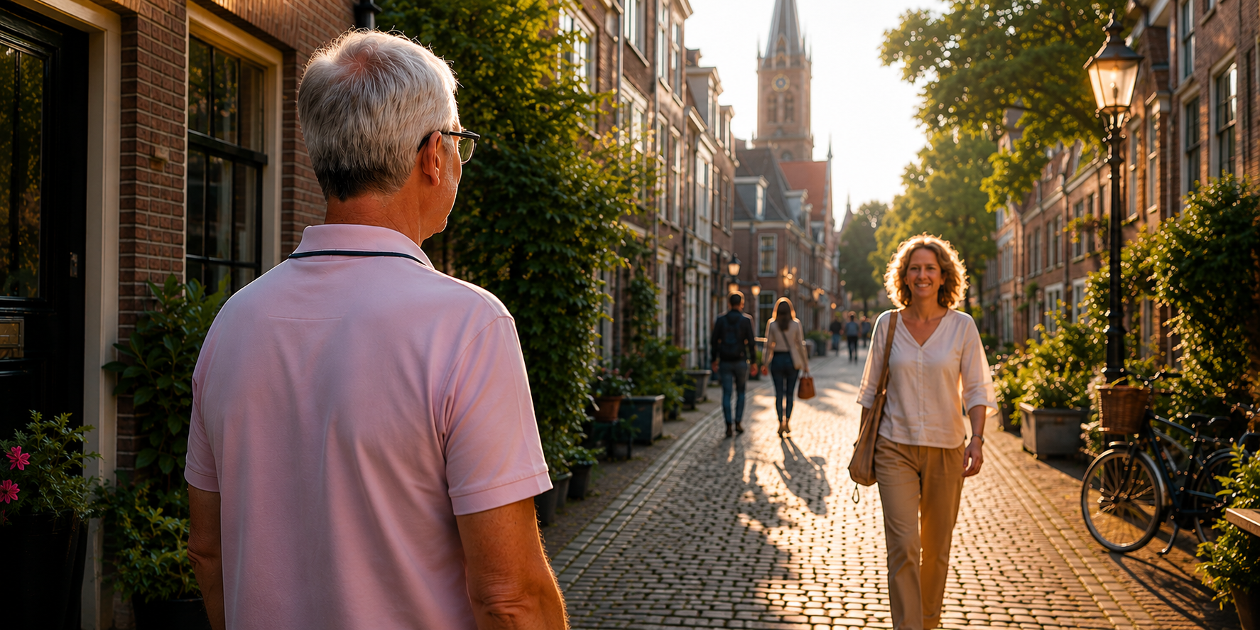 Marchal wandelt door een sfeervol straatje in Alkmaar en ervaart hoe een glimlach van een onbekende onverwacht verbinding kan brengen.