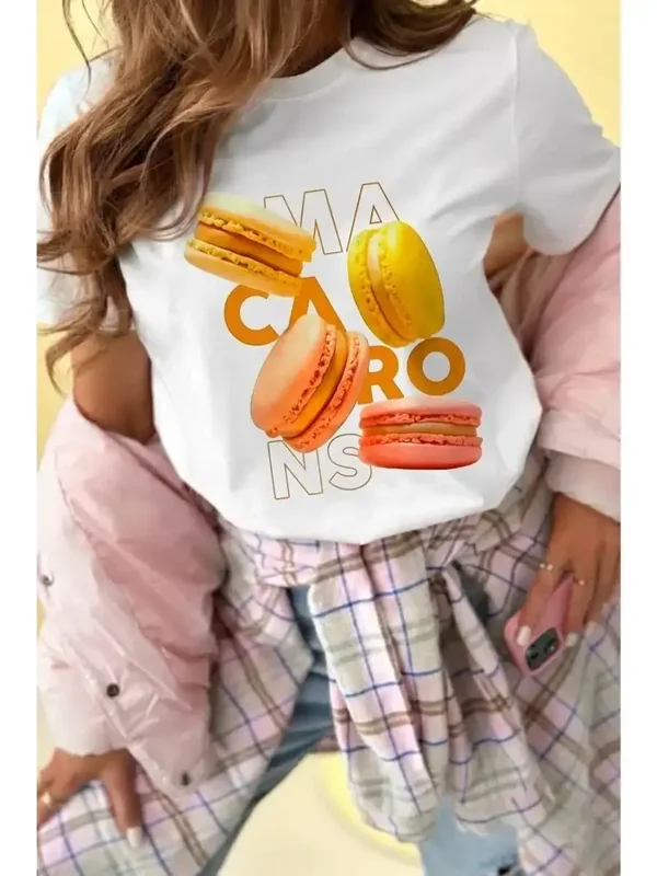 wit T-shirt macarons print – one size