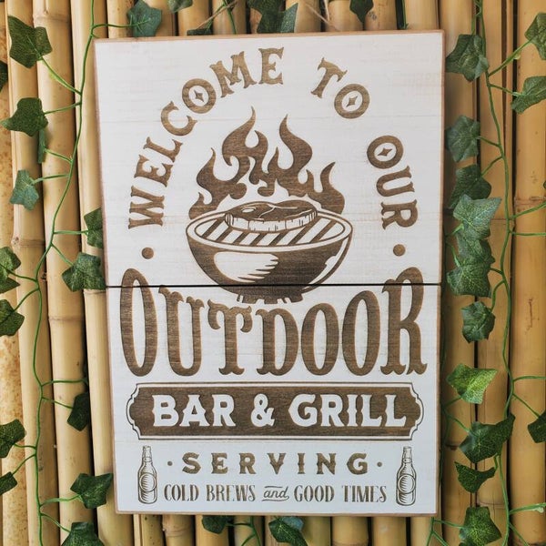 Outdoor Bar & Grill wooden sign