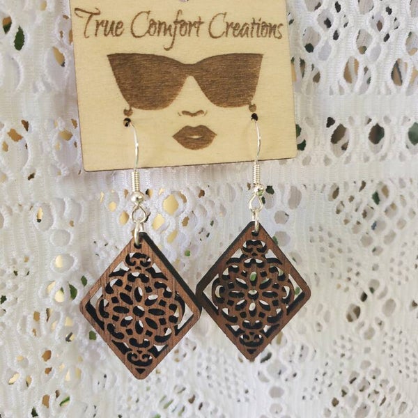 Walnut Laser cut Earrings
