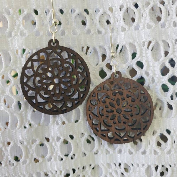 Walnut Laser cut Earrings